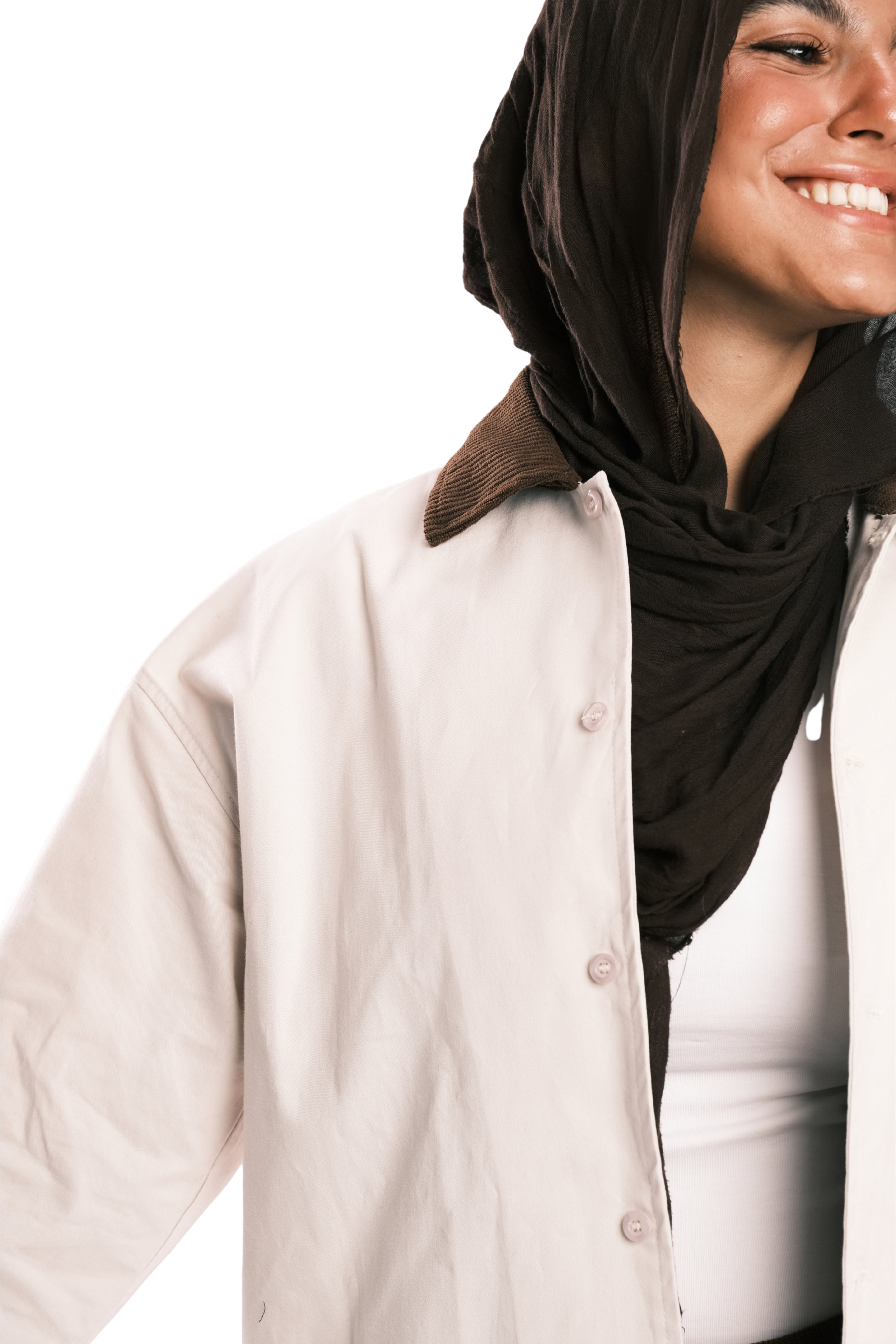 Beige Corduroy-Collar Overshirt