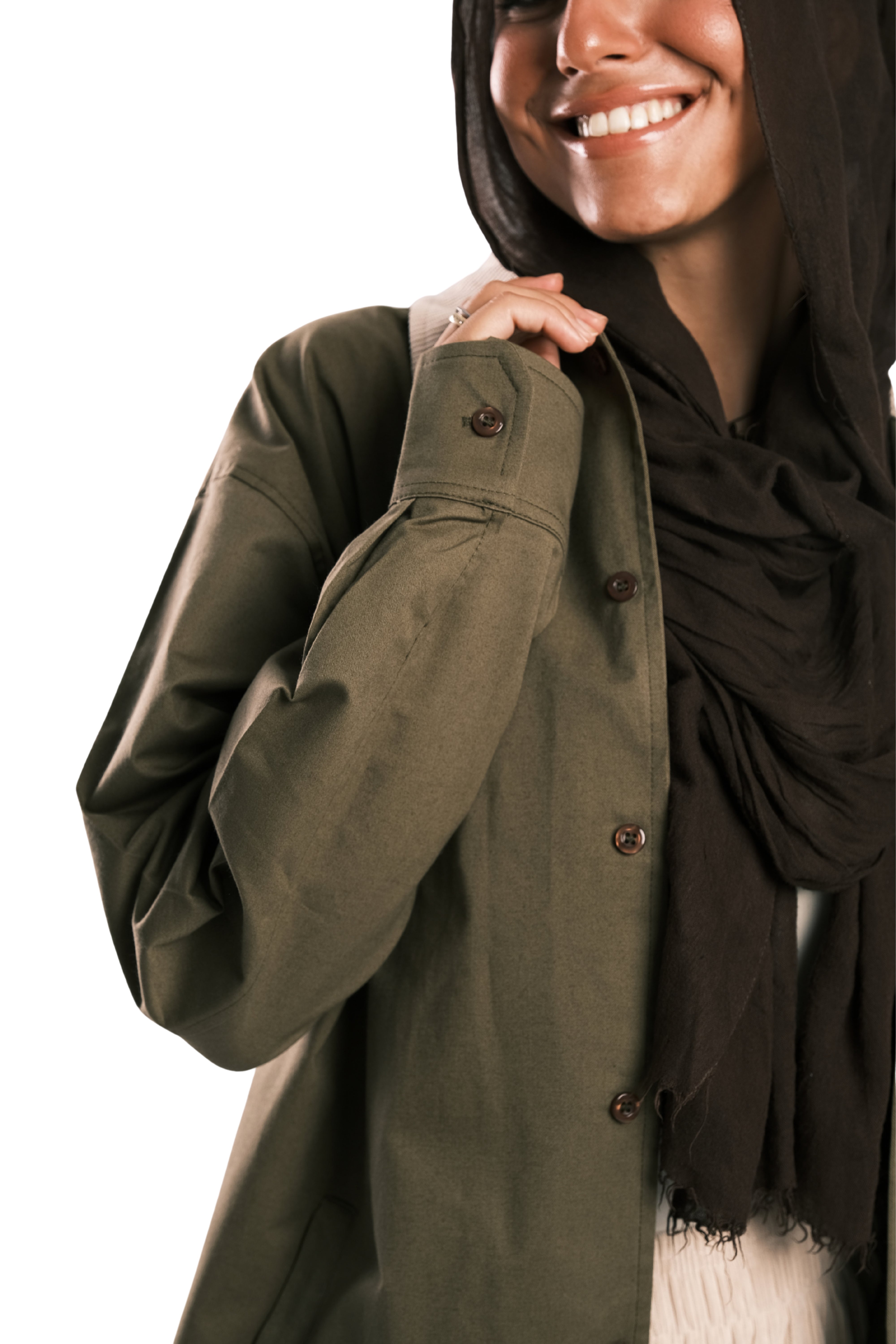 Olive Corduroy-Collar Overshirt