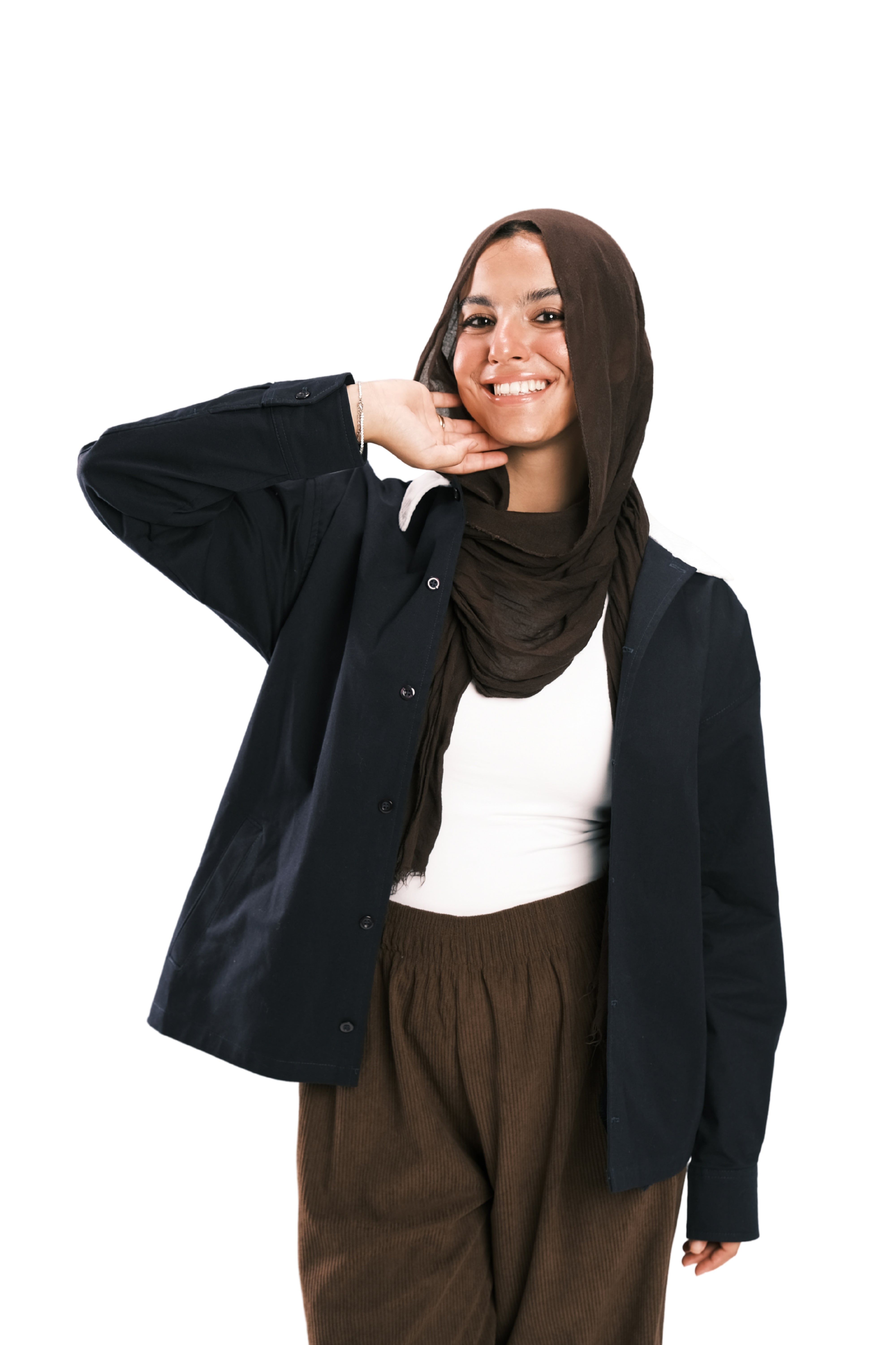 Navy Corduroy-Collar Overshirt