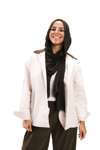 Beige Corduroy-Collar Overshirt