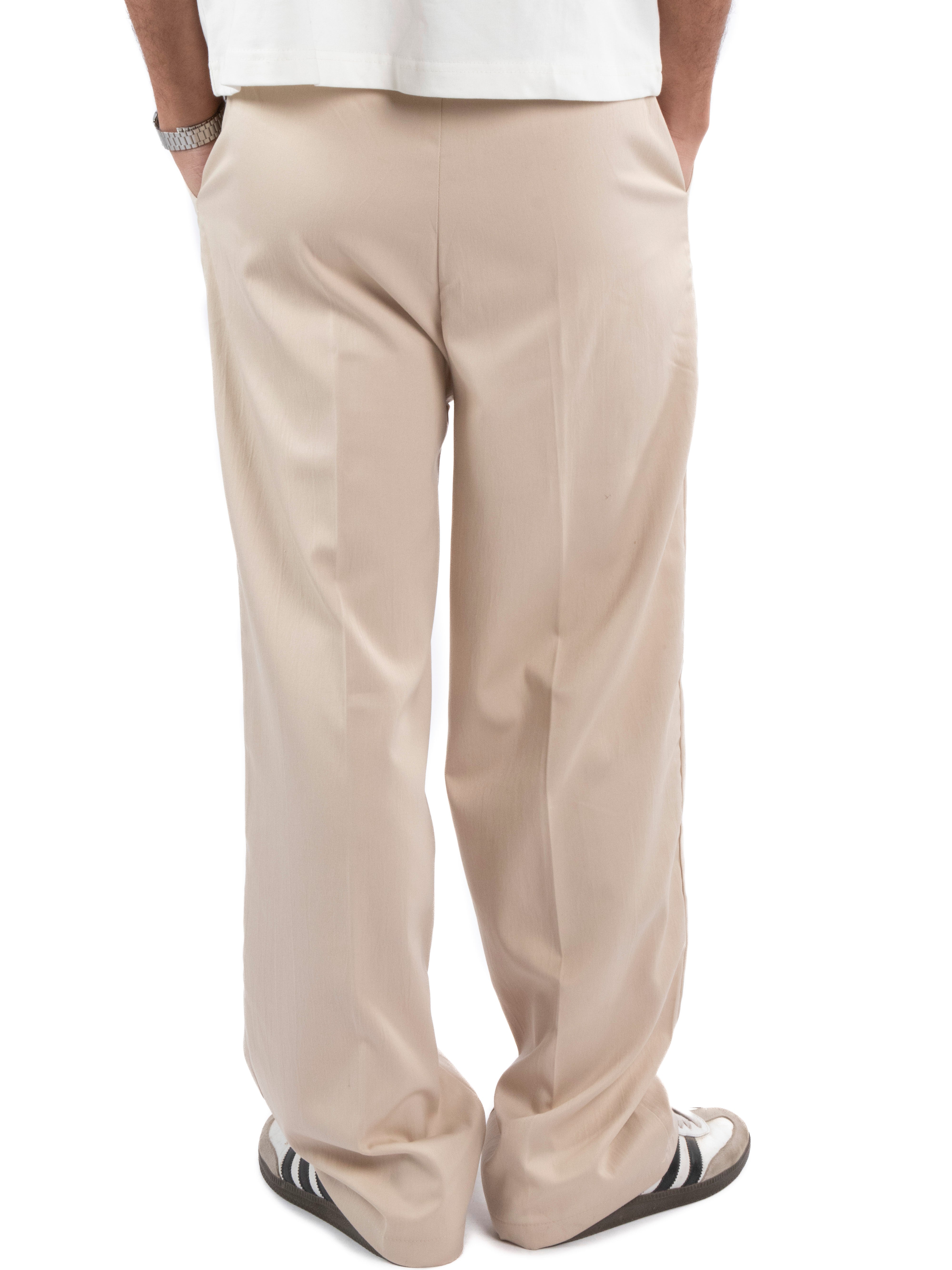 Men's Beige Tailored-Pants