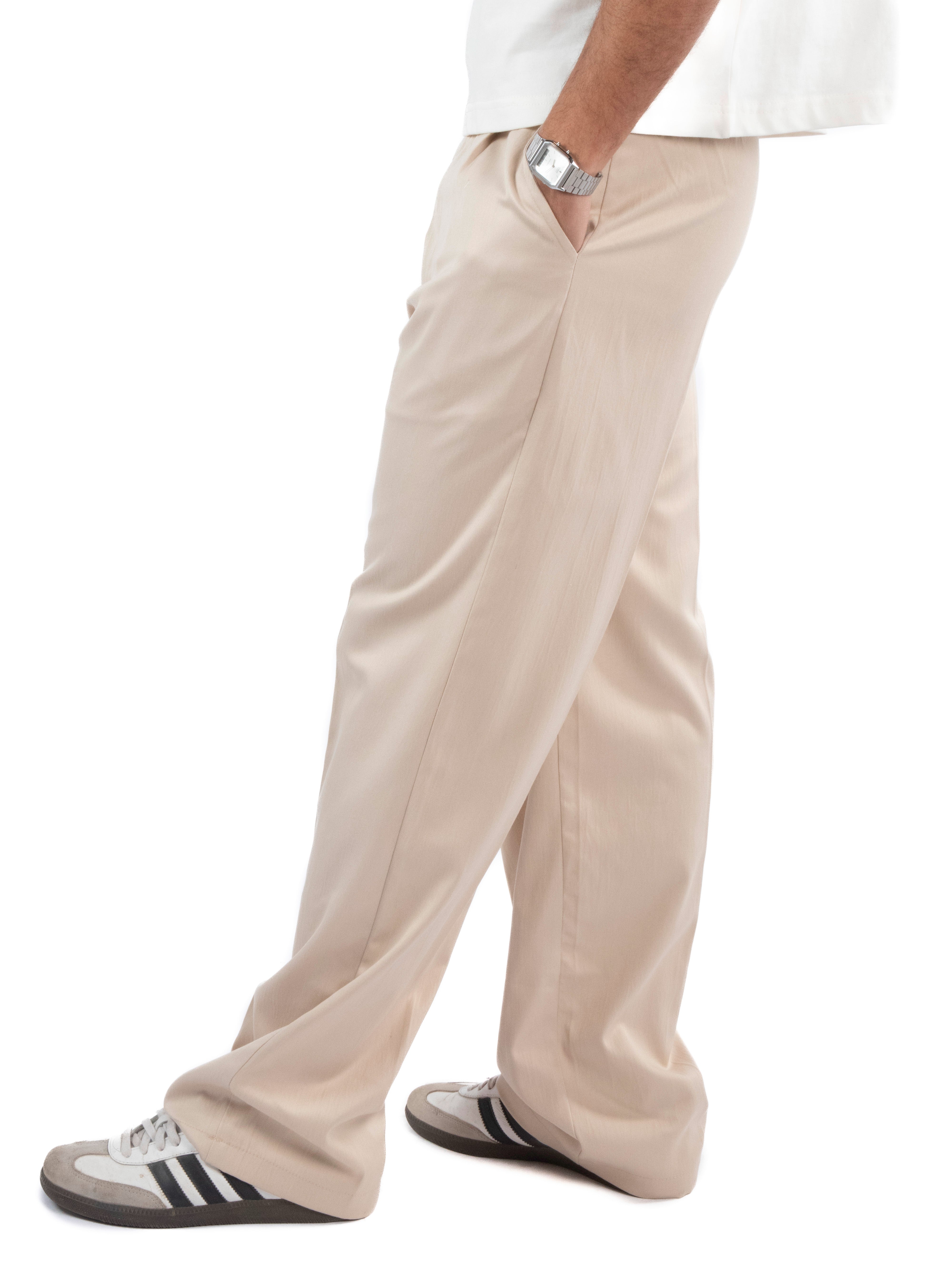 Men's Beige Tailored-Pants