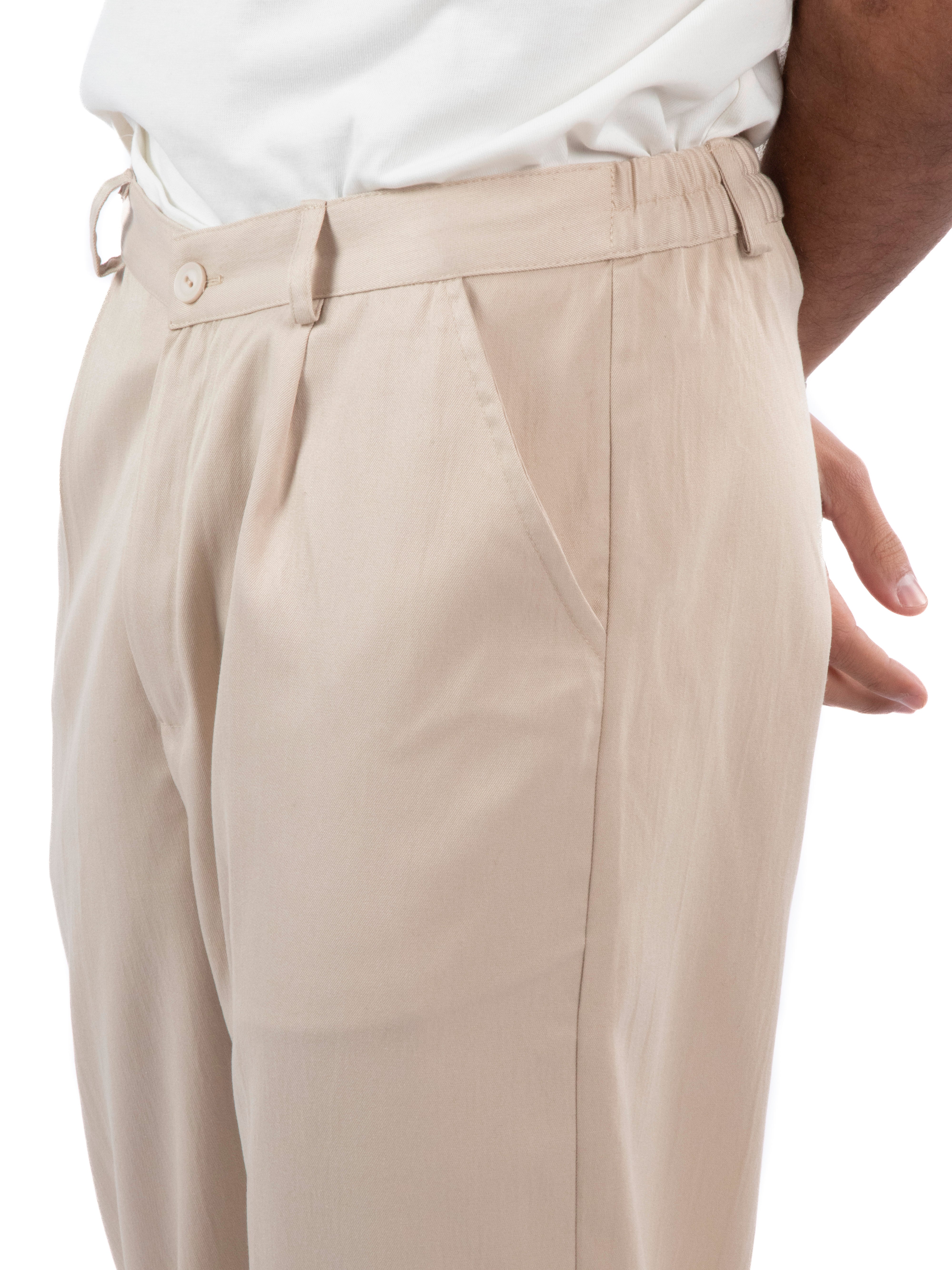 Men's Beige Tailored-Pants