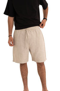 Beige Linen Shorts