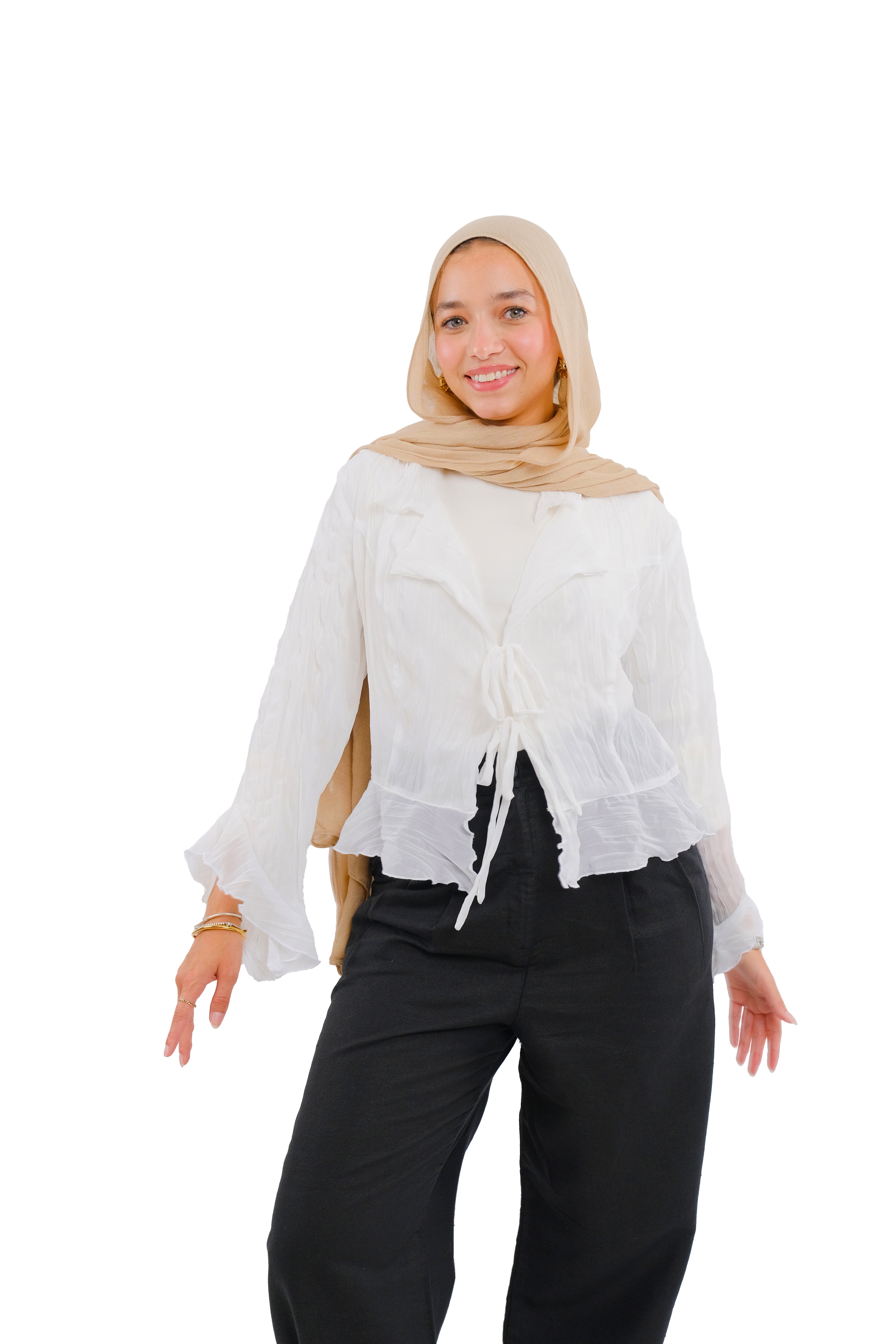 White Ruffle Top