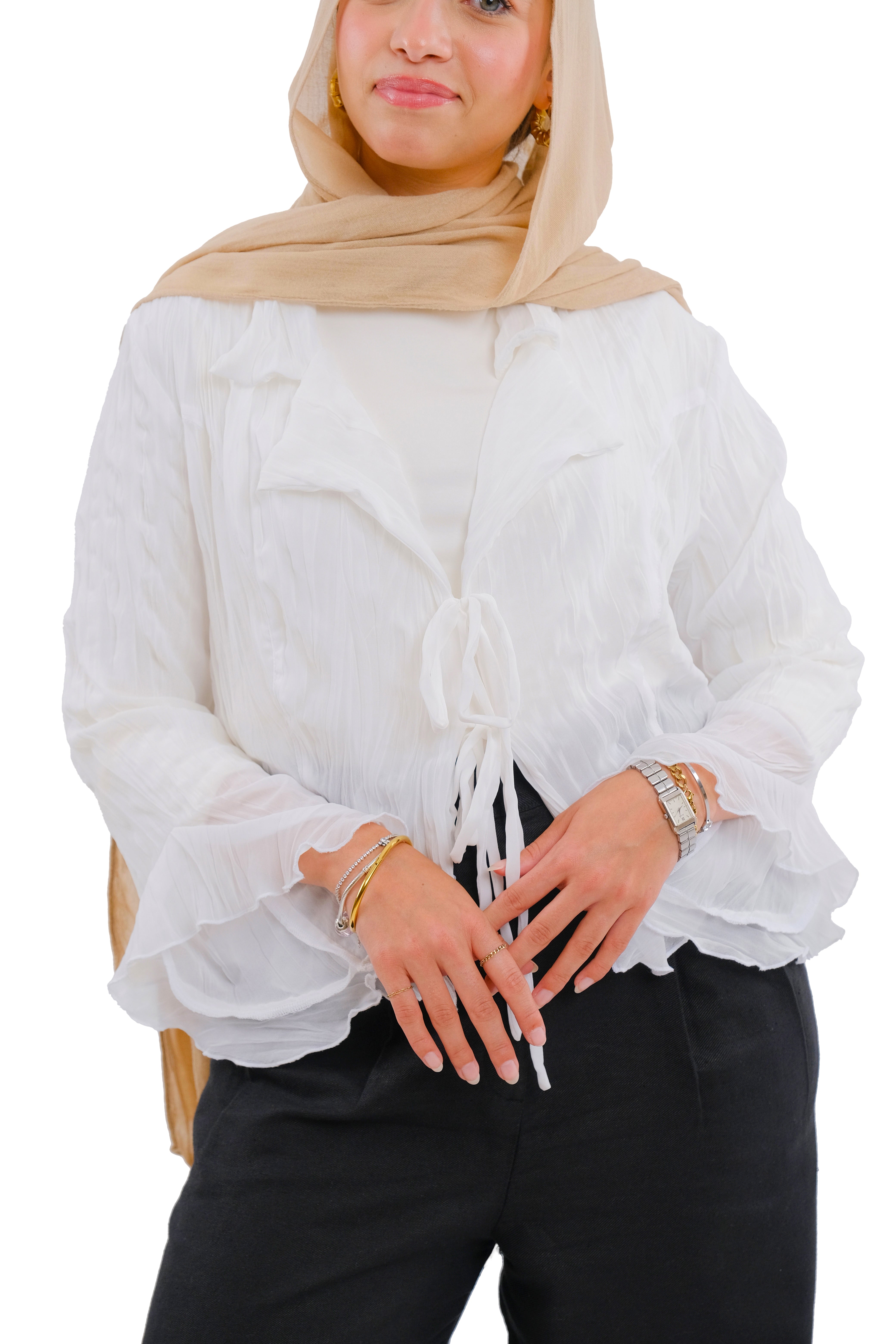 White Ruffle Top