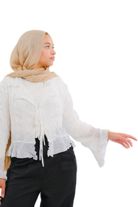 White Ruffle Top