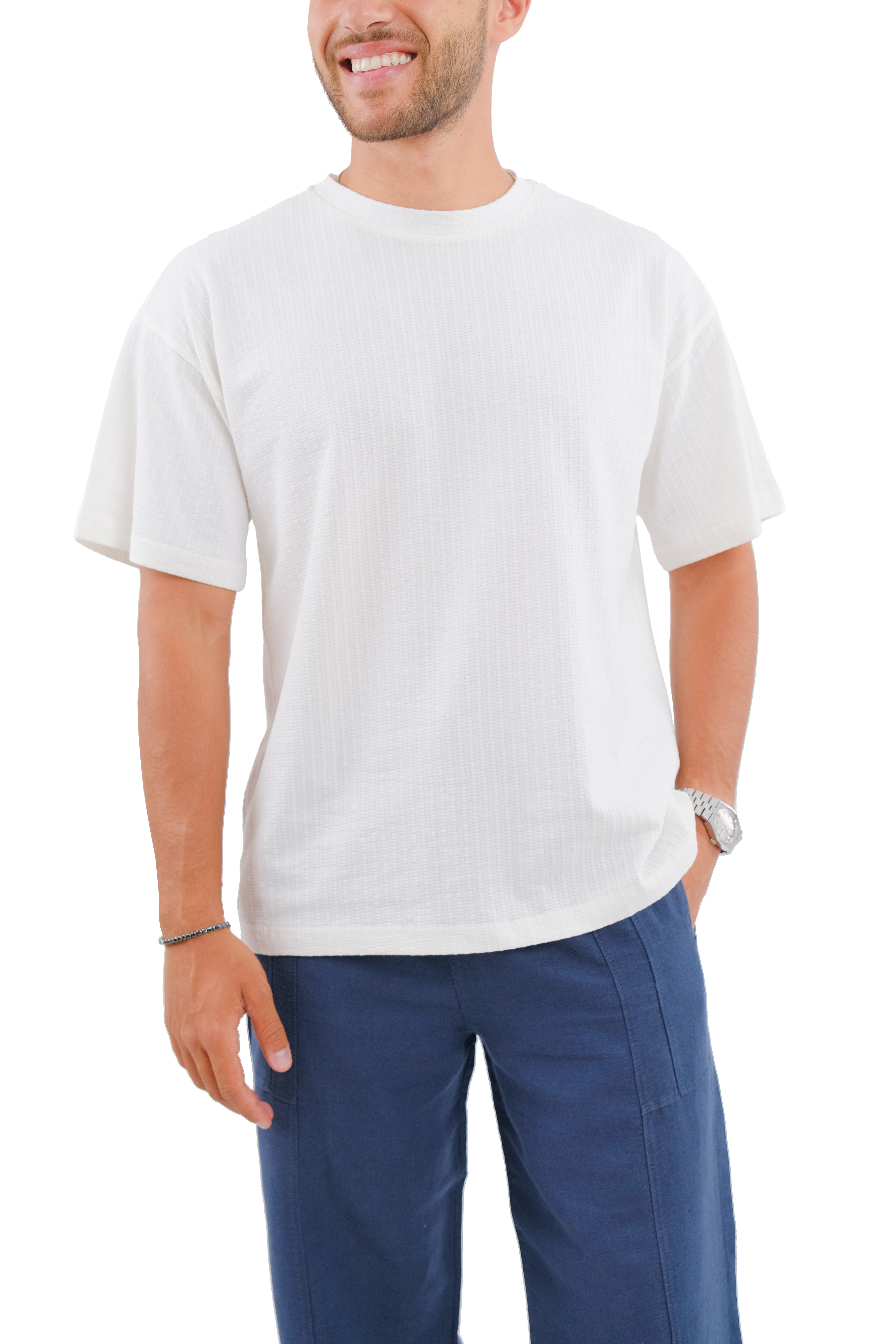 White Textured T-shirt