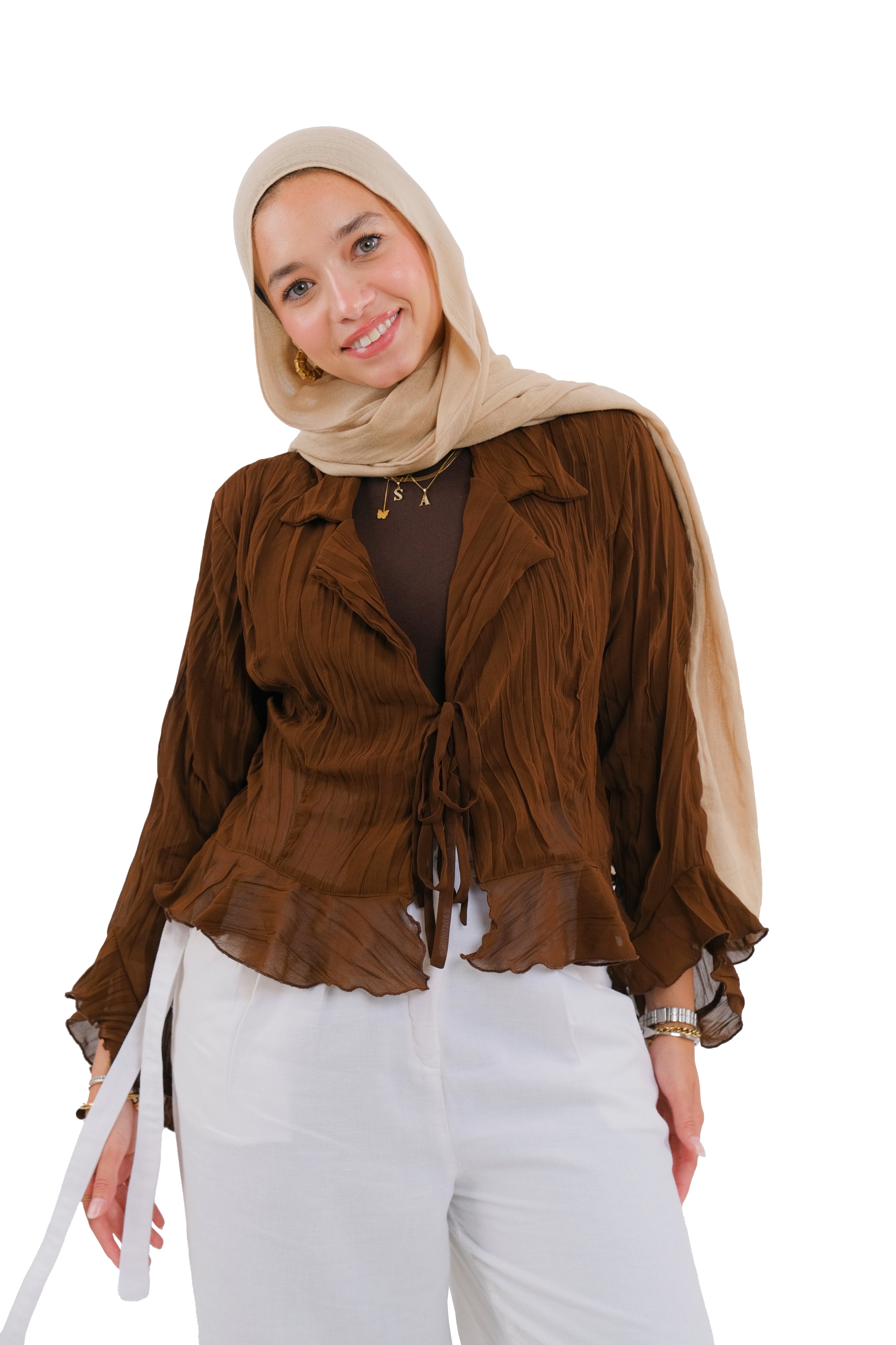 Brown Ruffle Top
