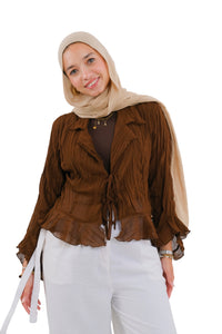 Brown Ruffle Top