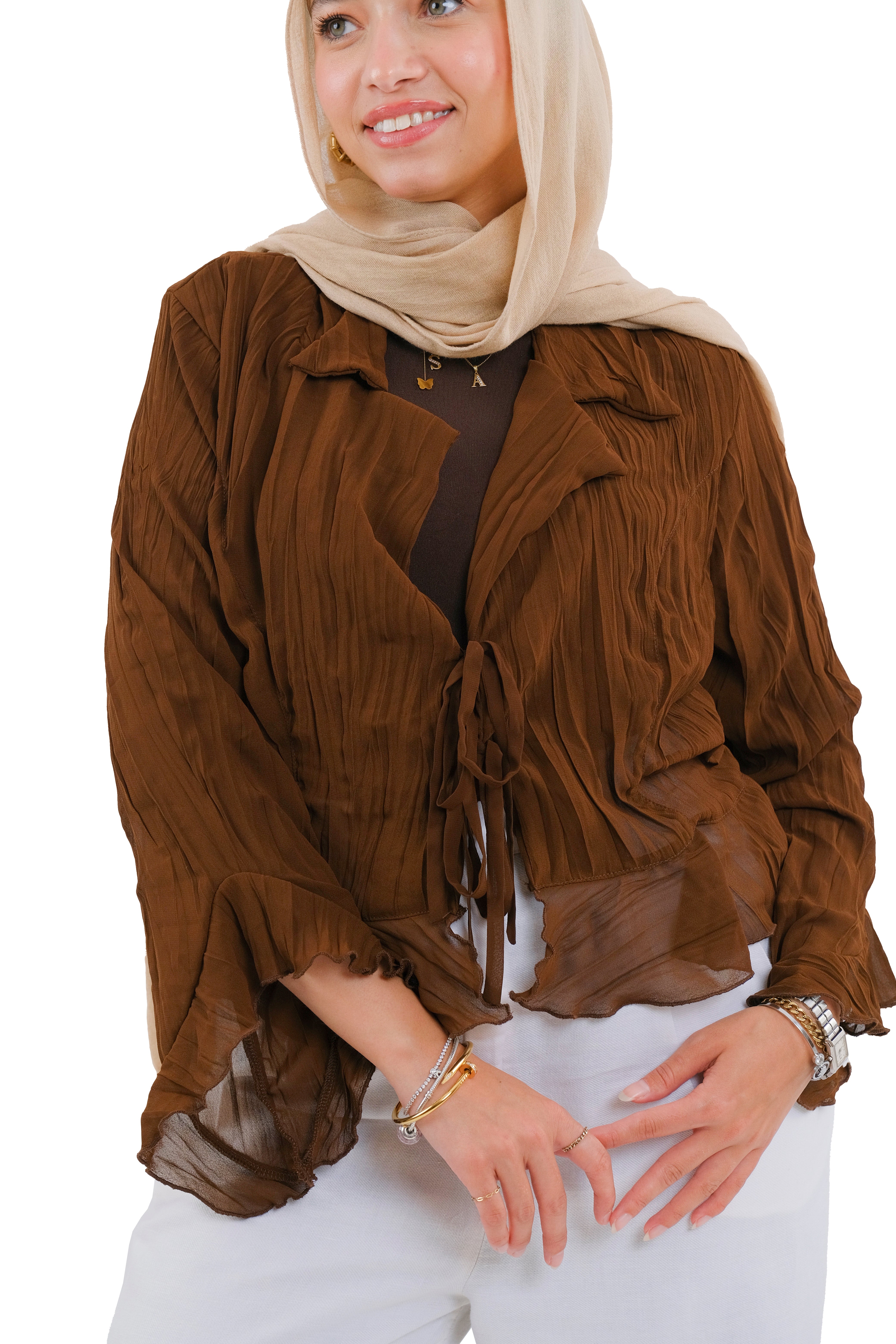Brown Ruffle Top