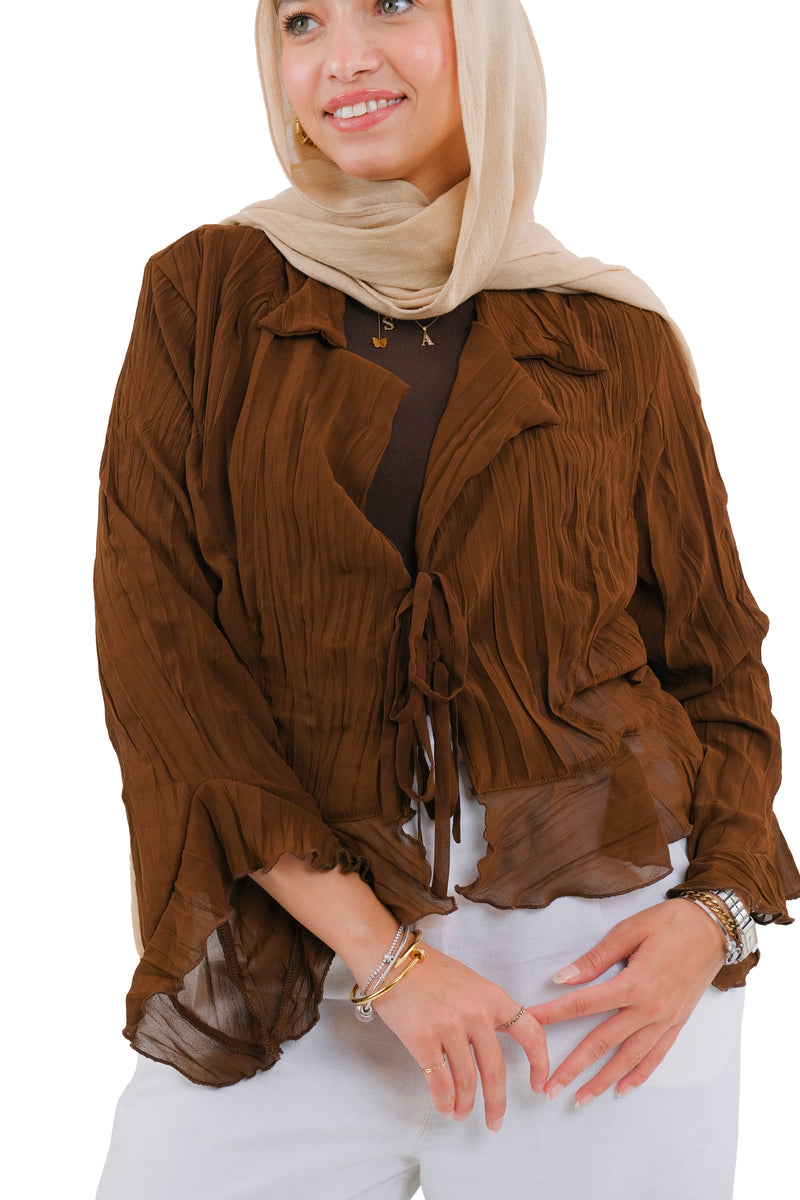 Brown Ruffle Top – ZEI.EG