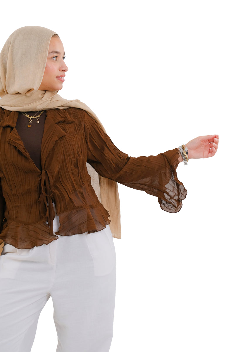 Brown Ruffle Top – ZEI.EG