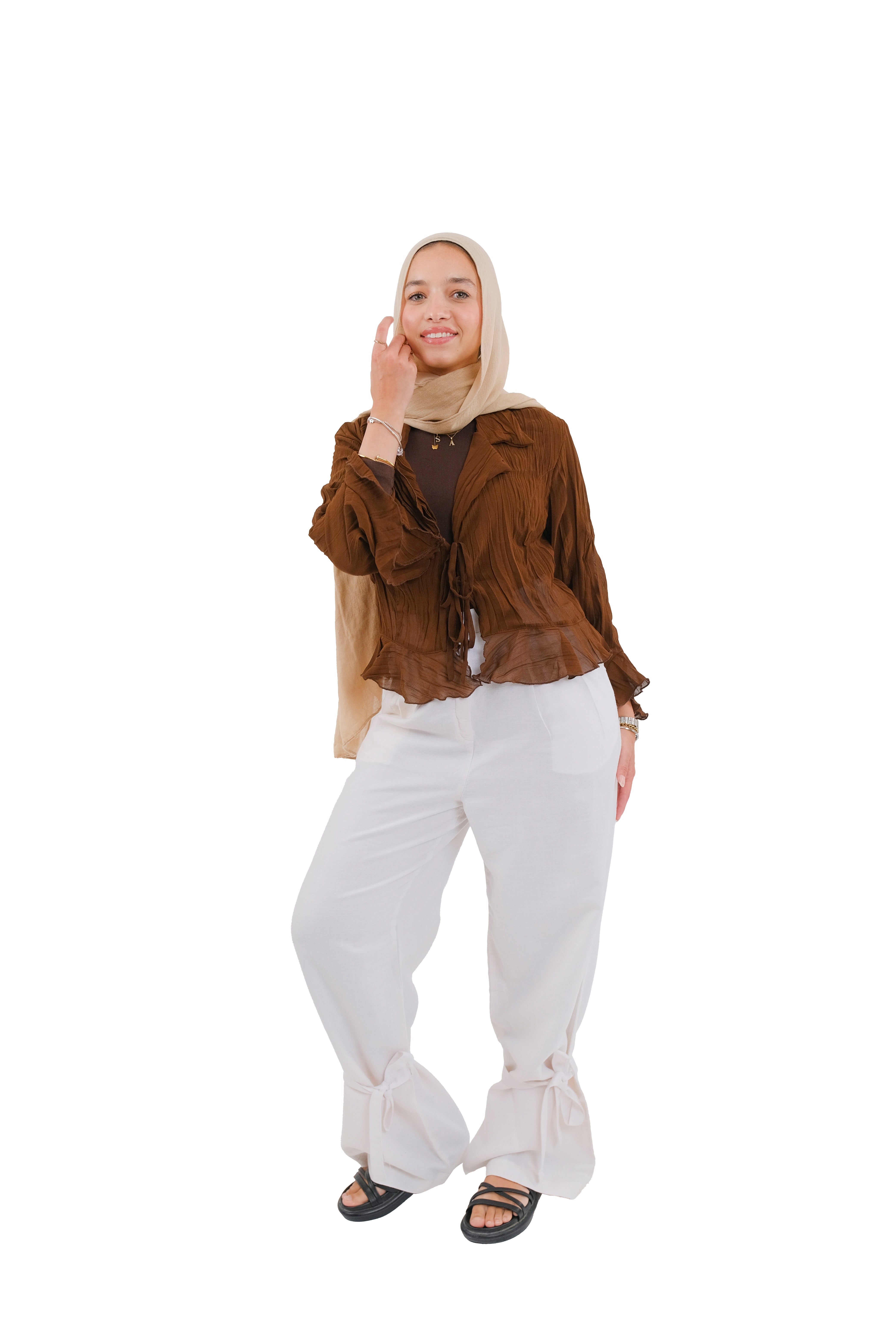 Brown Ruffle Top