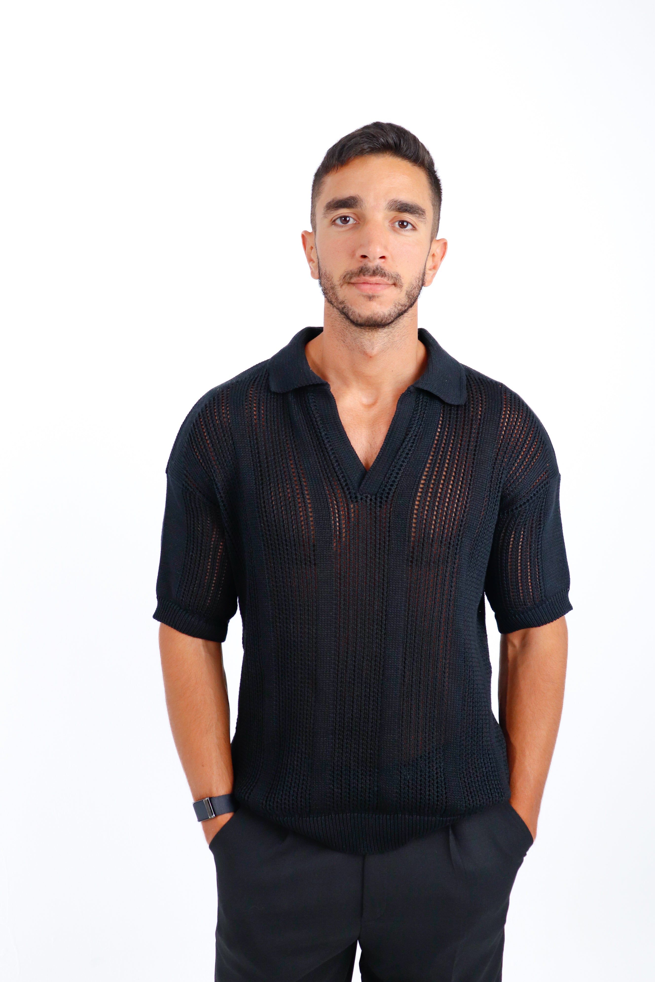 Knitted Polo in Black