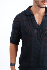 Knitted Polo in Black