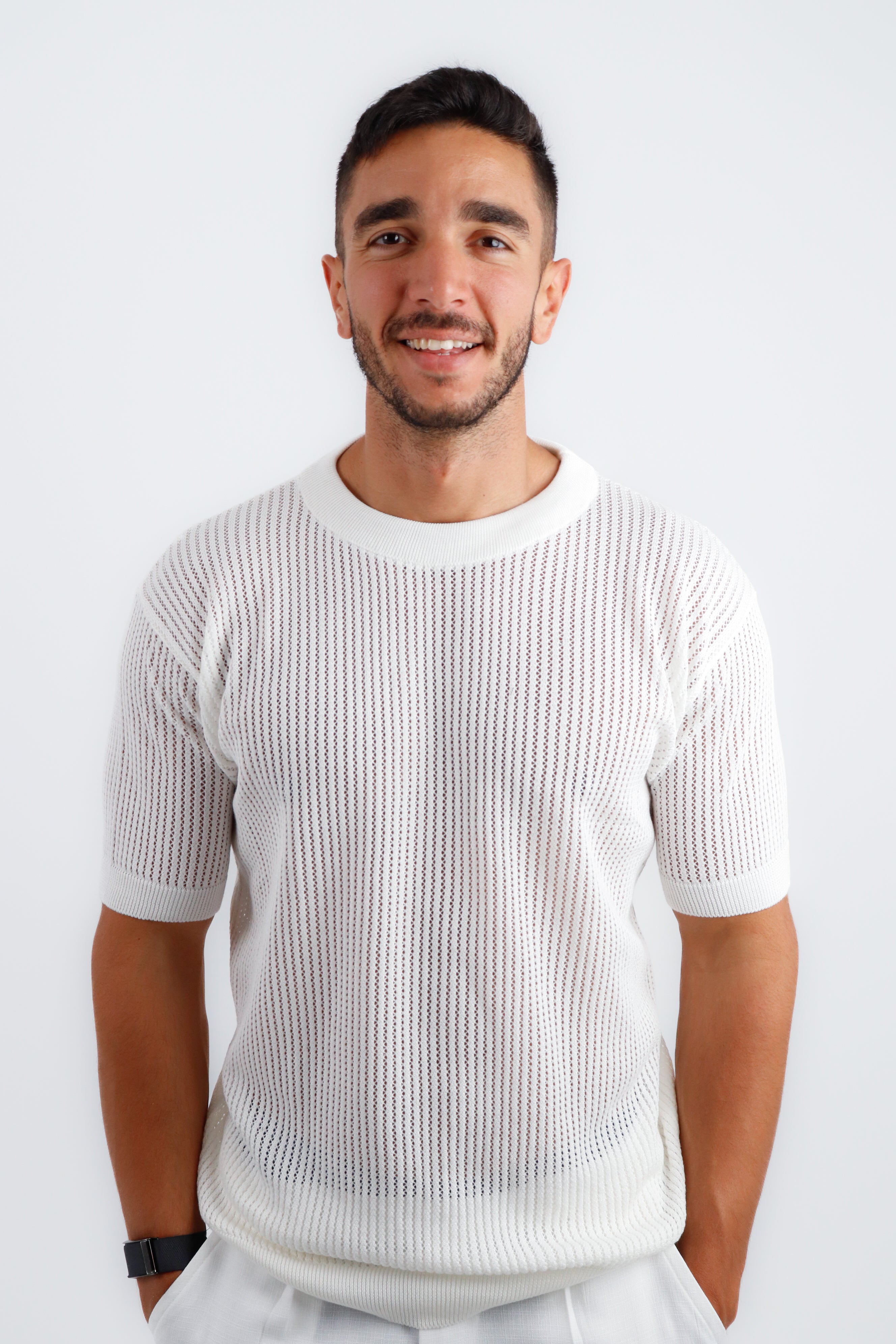 Knitted Round neck in White