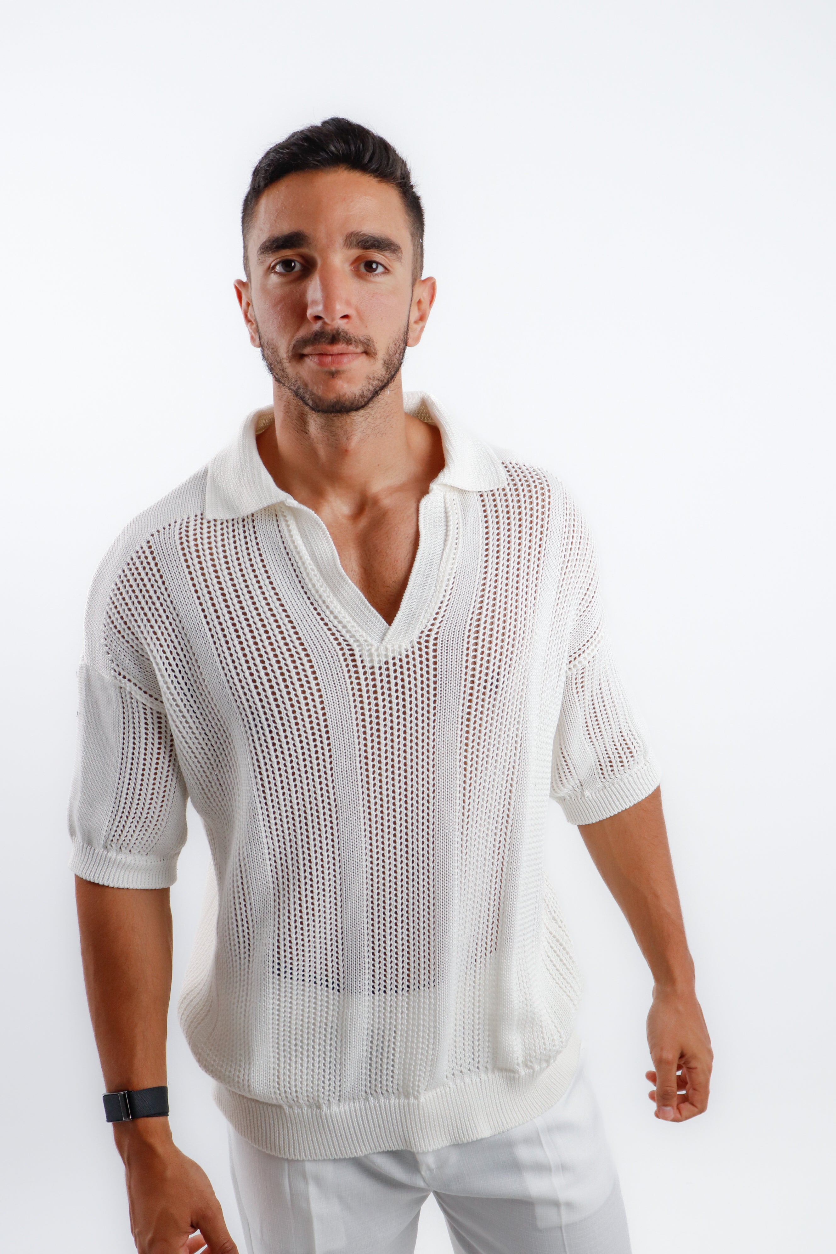 Knitted Polo in White