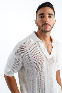 Knitted Polo in White