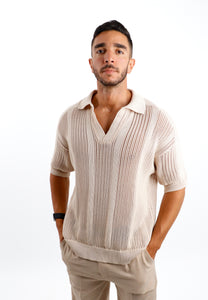 Knitted Polo in beige