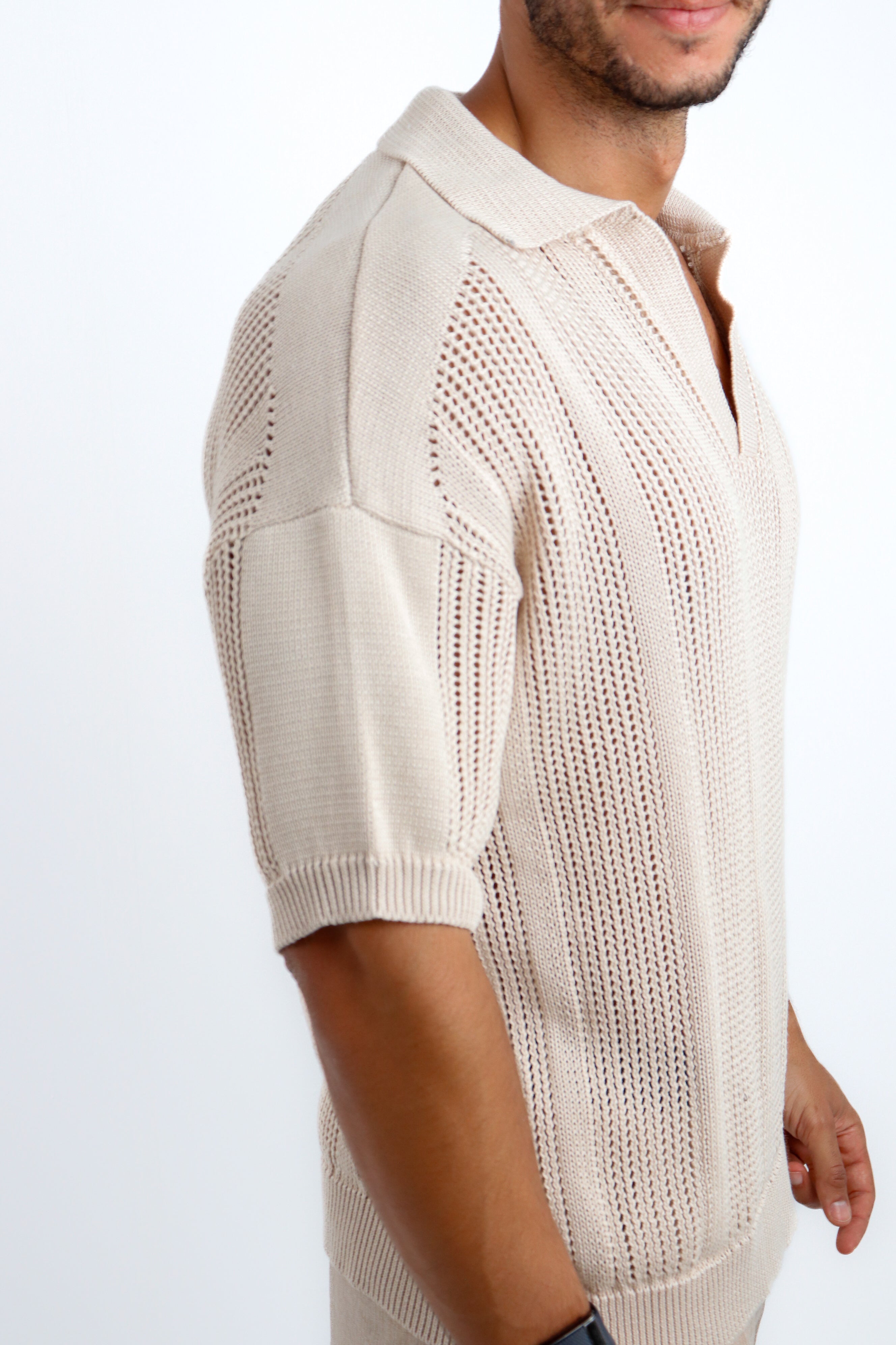 Knitted Polo in beige