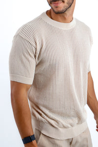 Knitted Round neck in beige