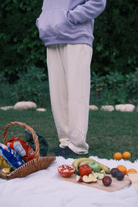 Beige Sweatpants Wide Legs